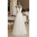 Heißes reizvolles sehen durch Backless Halter A-line Spitze-Tulle-böhmisches Hochzeits-Kleid